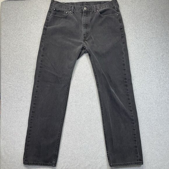 Levi’s 505 Men’s Jeans Black 38x34 Straight Leg Regular Fit Denim Pants - Picture 2 of 14